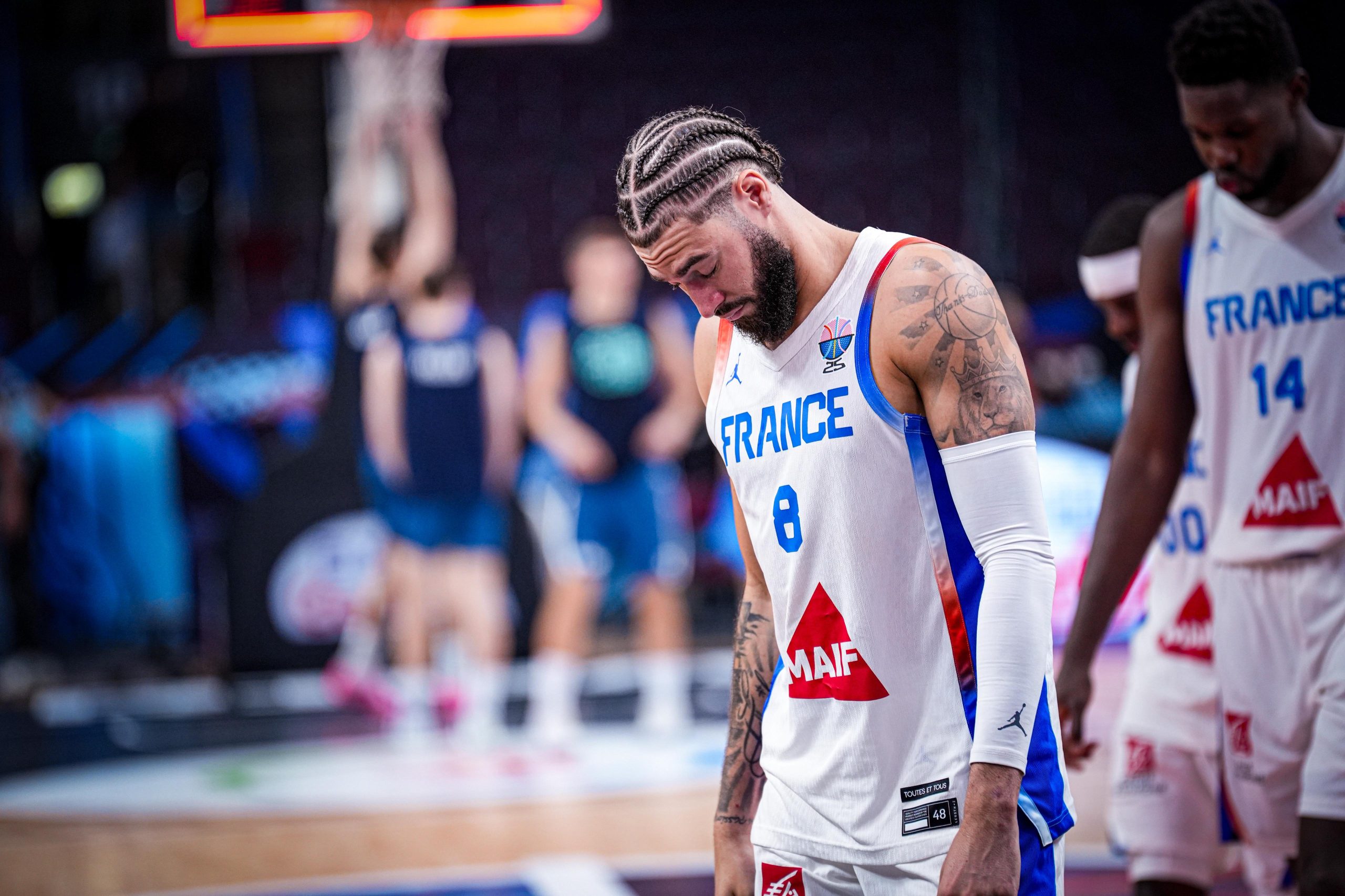 Isaïa Cordinier had his head down after France's elimination